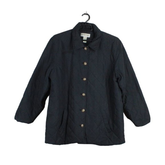Orvis Jackets & Blazers - Orvis Black Polyester Blend Quilted Lined Button Down Jacket Size XL P